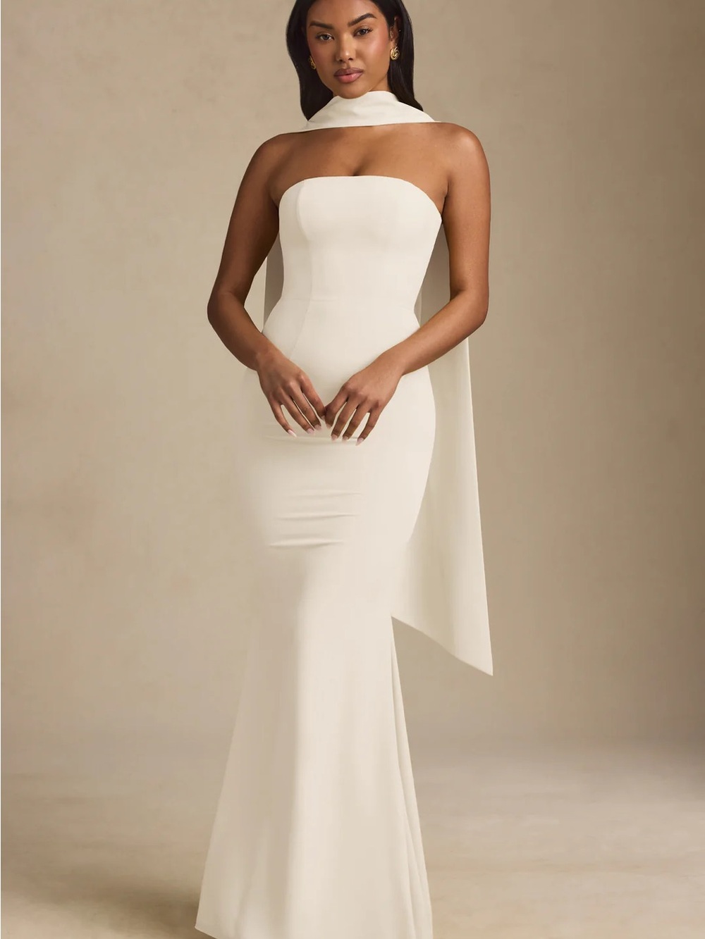 Oh Polly IMOGENE SZ 4 new White Strapless Gown with Neck Drape - Picture 3 of 3